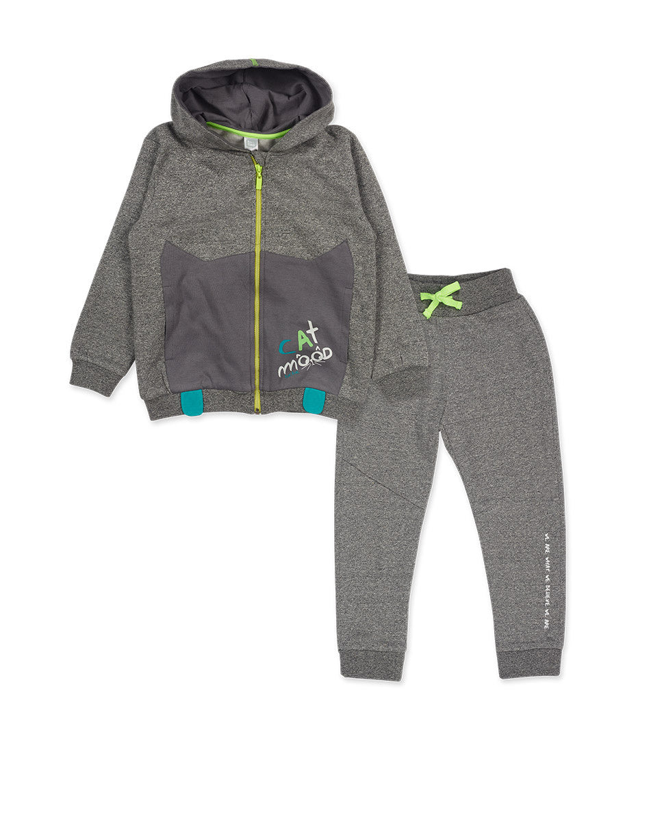 Conjunto felpa gris niño Cattitude