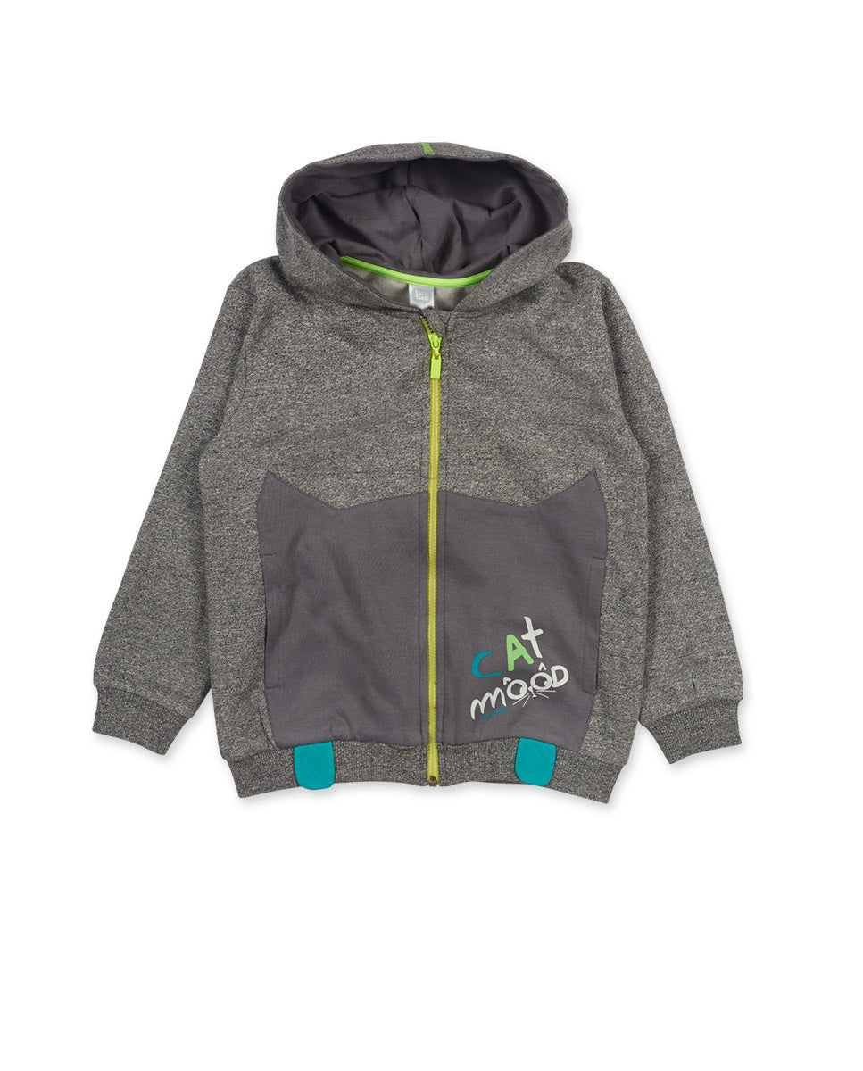 Chaqueta felpa gris niño Cattitude