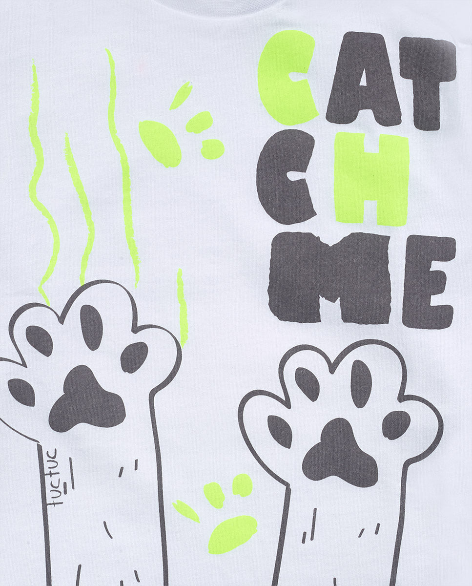 Camiseta punto blanco niño Cattitude