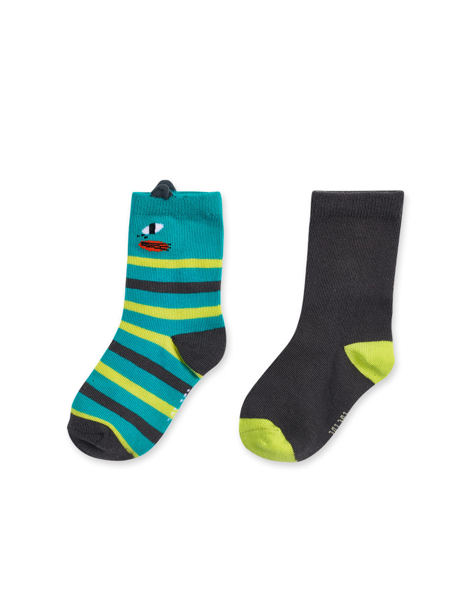 Set 2 calcetines gris azul niño Cattitude