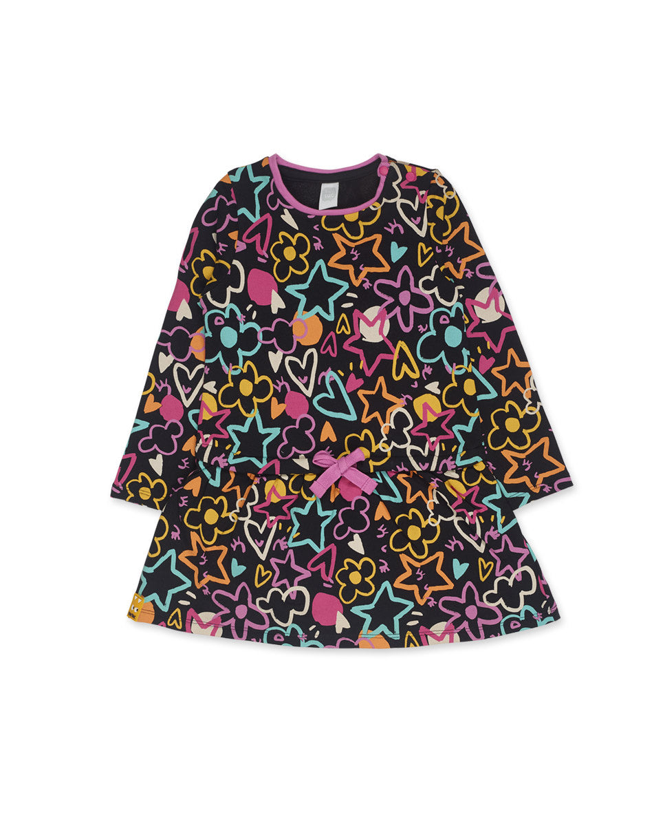 Vestido felpa negro niña Big Hugs