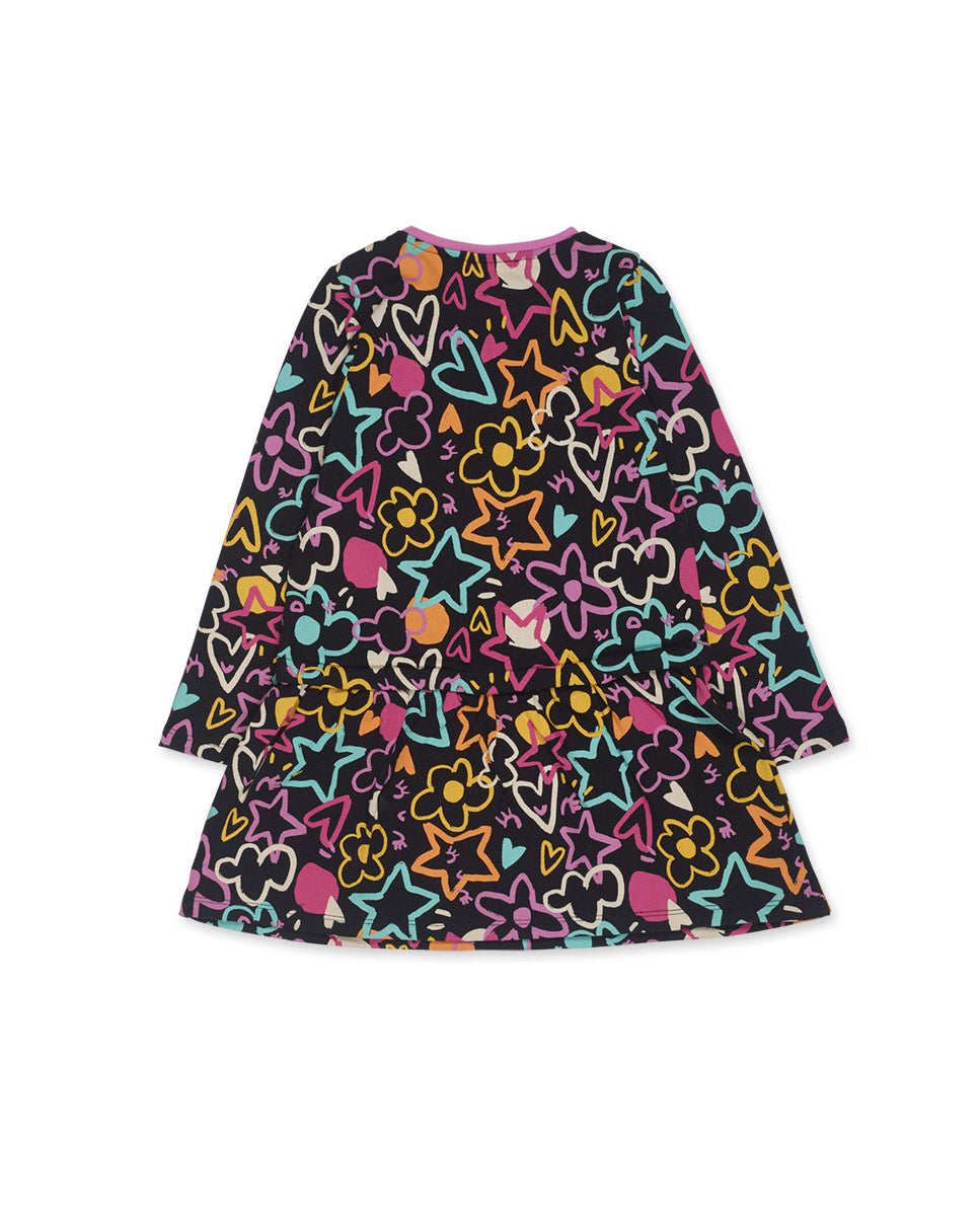 Vestido felpa negro niña Big Hugs