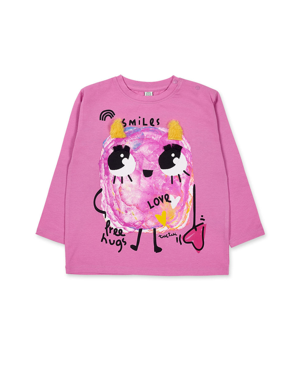 Camiseta punto rosa de niña Big Hugs
