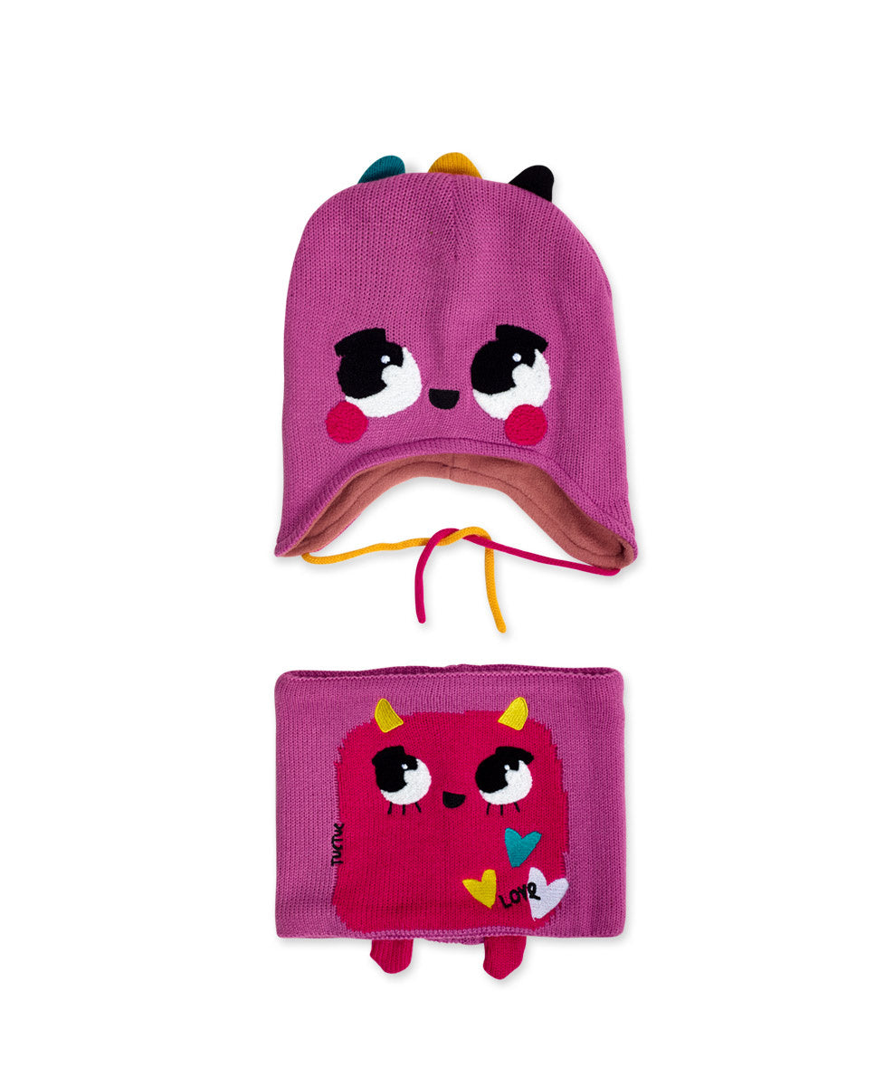 Gorro y cuello tricot rosa niña Big Hugs