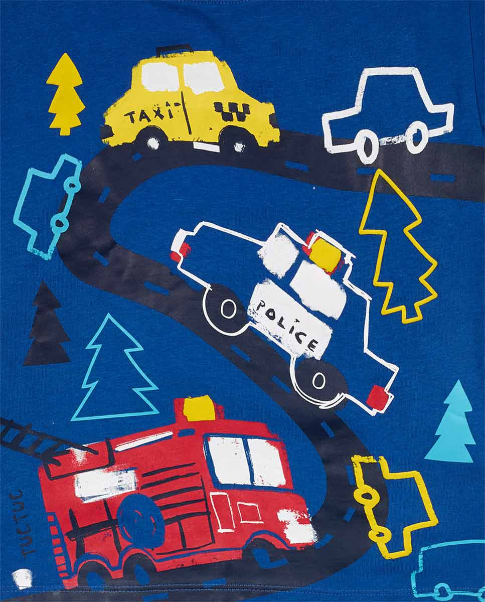 Camiseta punto azul de niño Road to Adventure