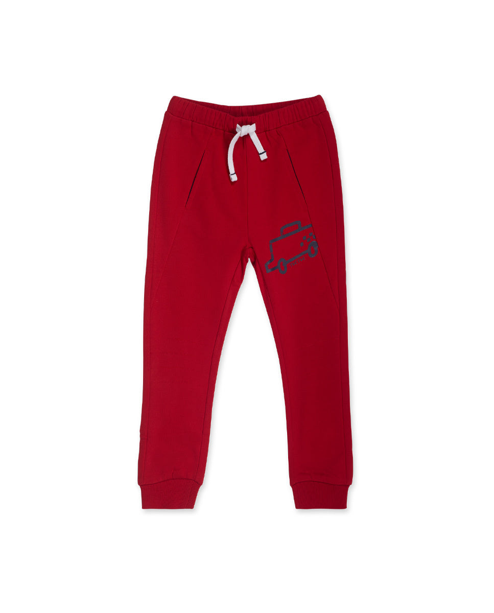 Pantalón felpa rojo niño Road to Adventure