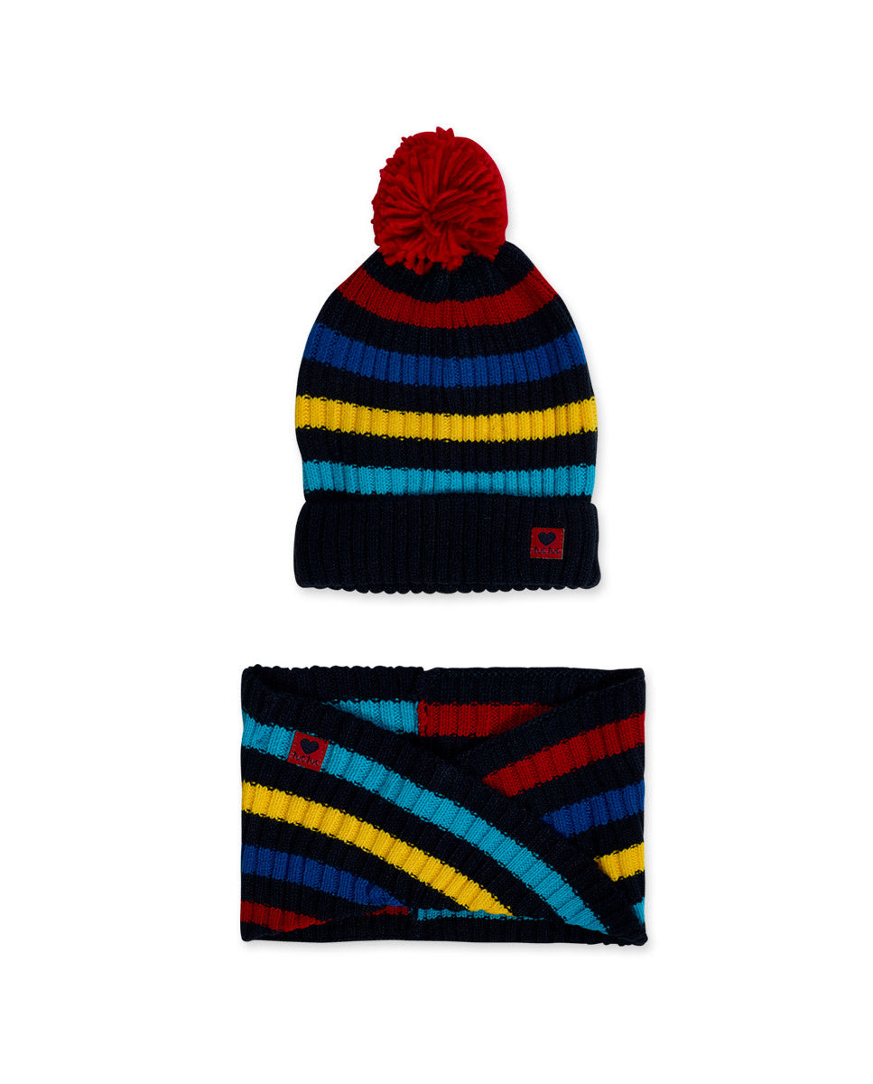 Gorro y cuello tricot rayas niño Road to Adventure