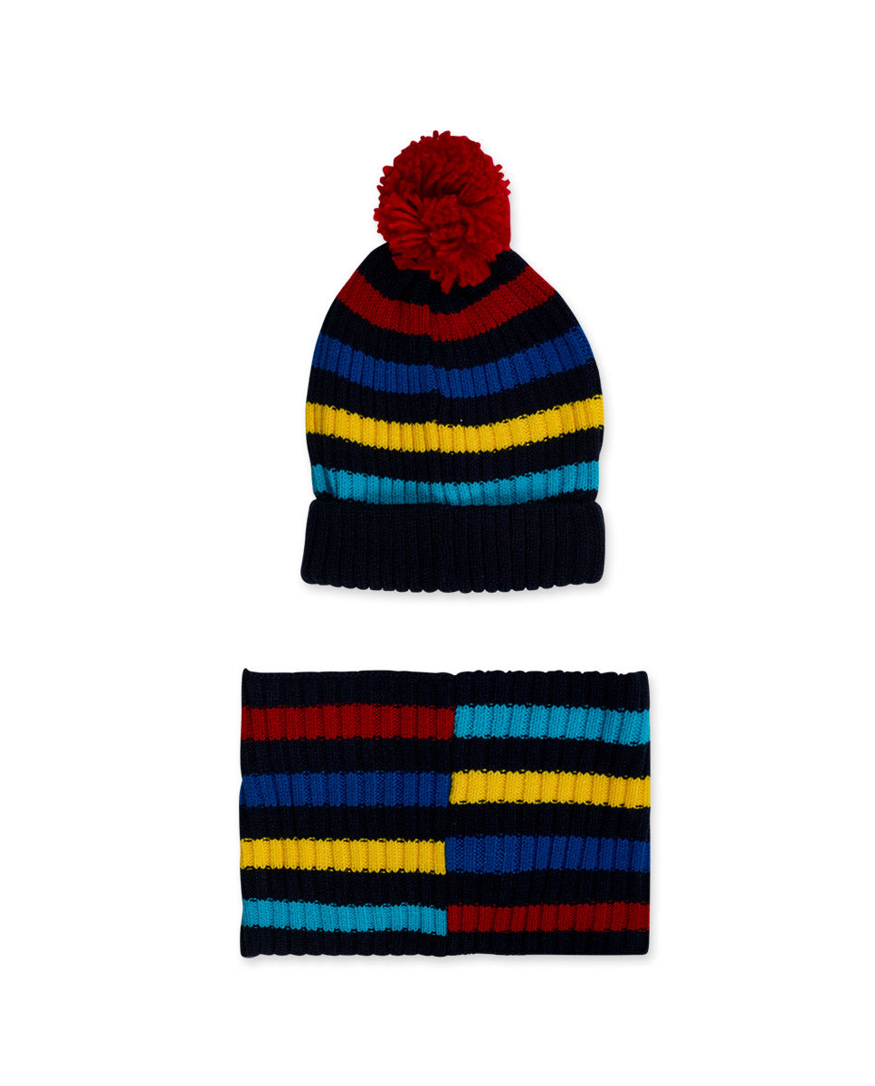 Gorro y cuello tricot rayas niño Road to Adventure