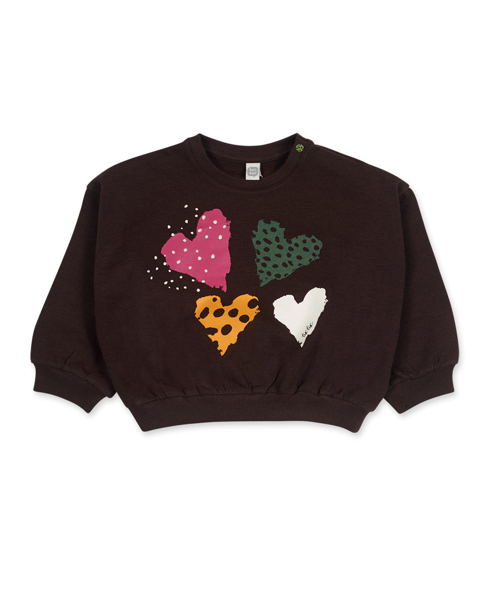 Sudadera felpa marrón niña My Troop