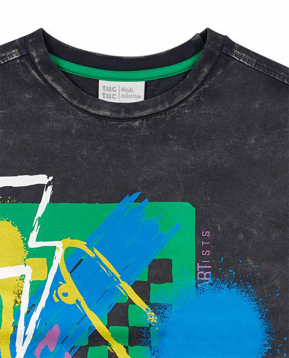 Camiseta punto gris oscuro niño The New Artists