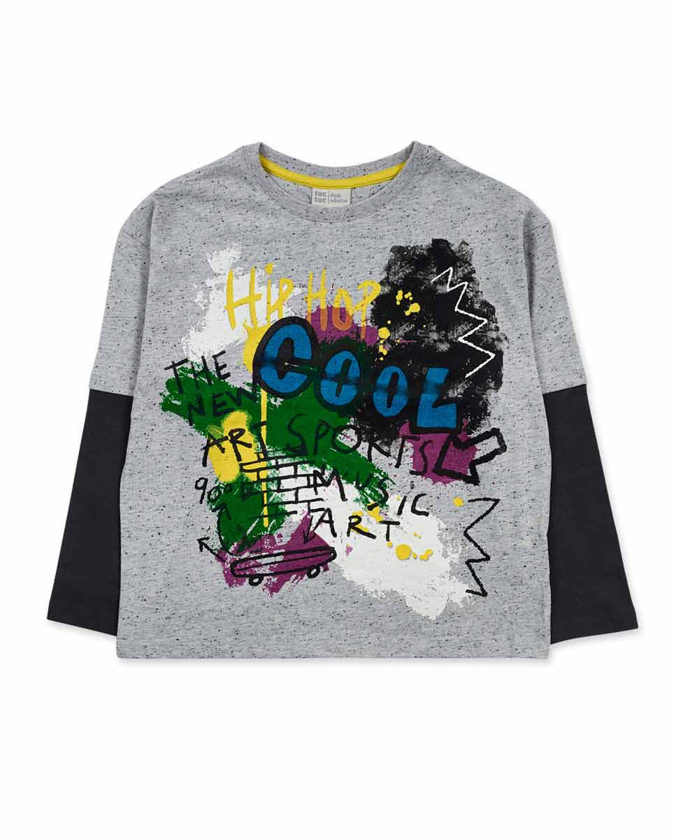 Camiseta punto gris combinado niño The New Artists
