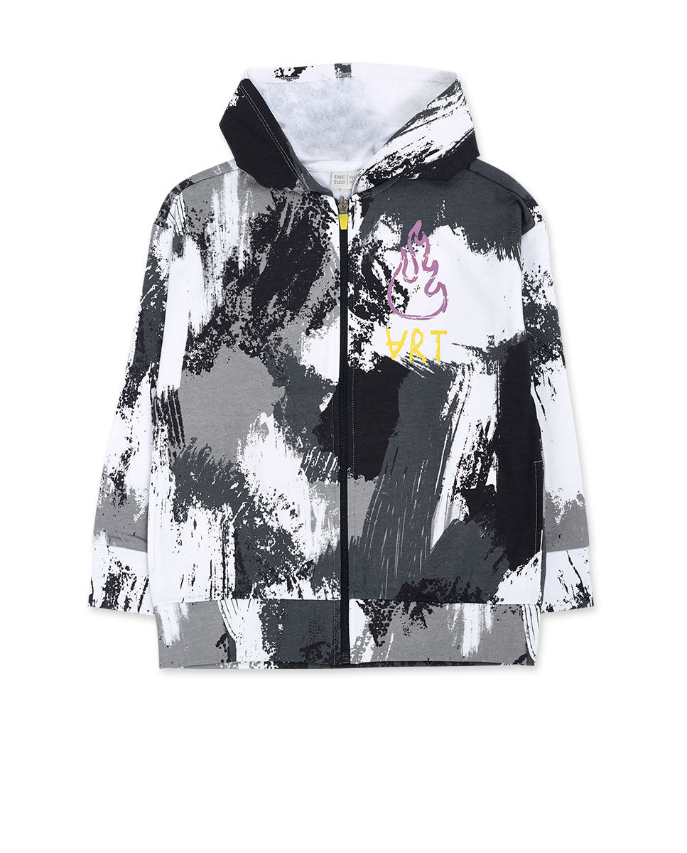 Chaqueta felpa blanco gris negro niño The New Artists