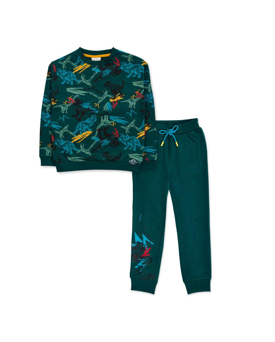 Conjunto felpa verde niño New Era