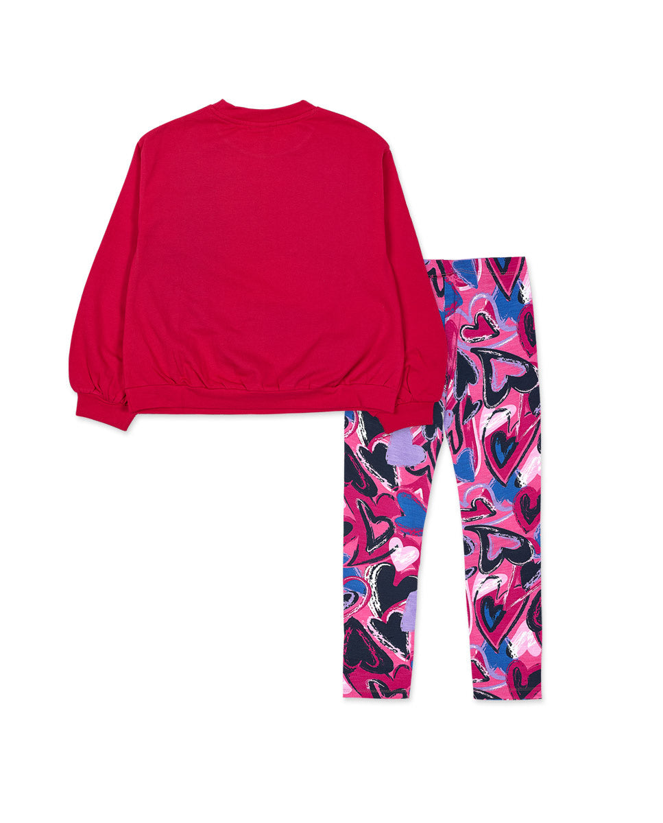 Conjunto felpa punto fucsia niña Fav Things