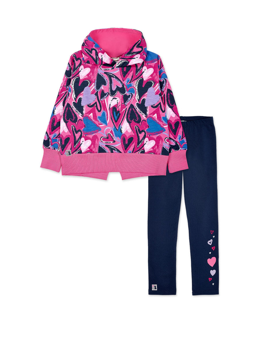 Conjunto felpa punto fucsia azul niña Fav Things