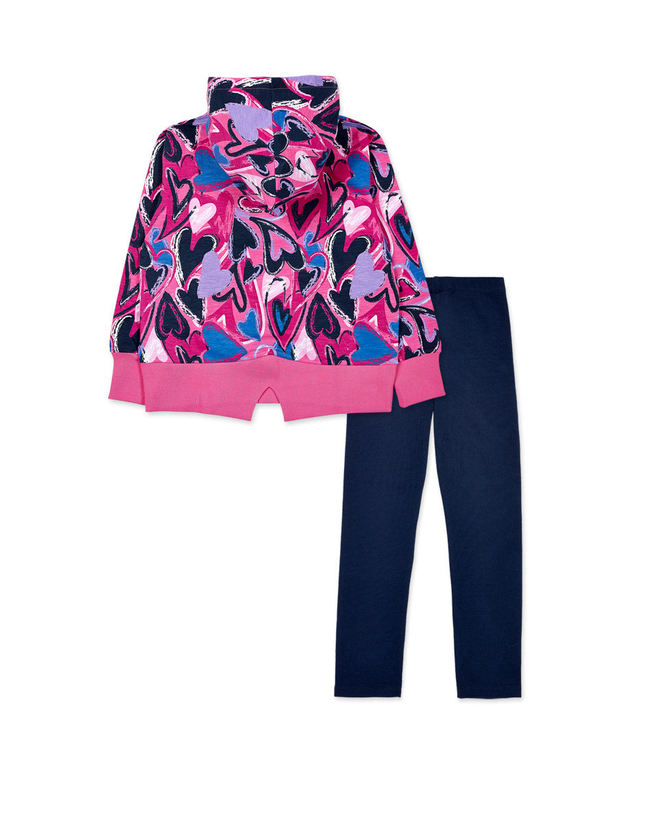 Conjunto felpa punto fucsia azul niña Fav Things
