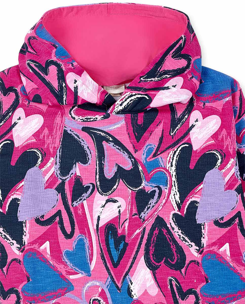 Sudadera felpa fucsia estampado niña Fav Things