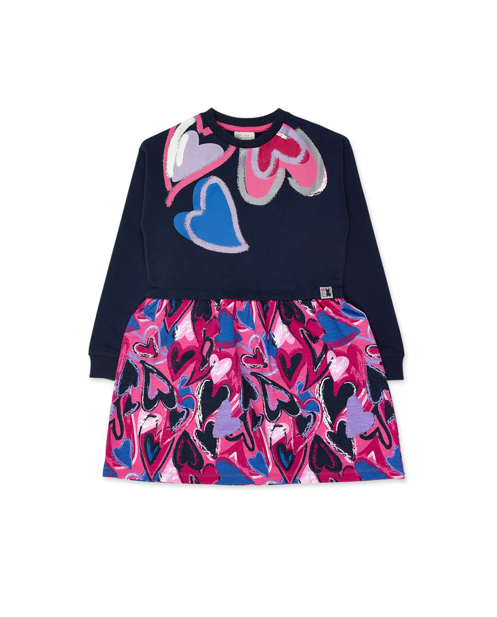 Vestido felpa azul estampado niña Fav Things