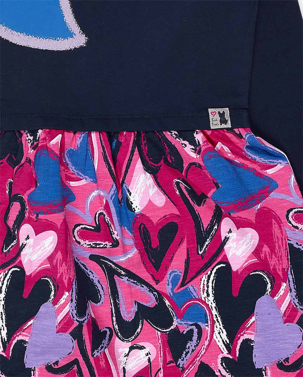 Vestido felpa azul estampado niña Fav Things