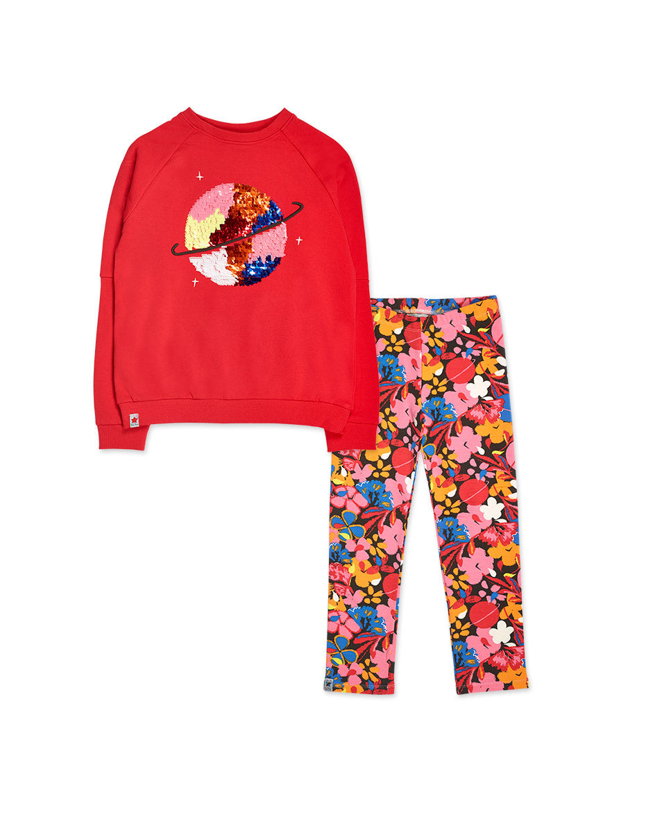 Conjunto felpa punto rojo niña Natural Planet