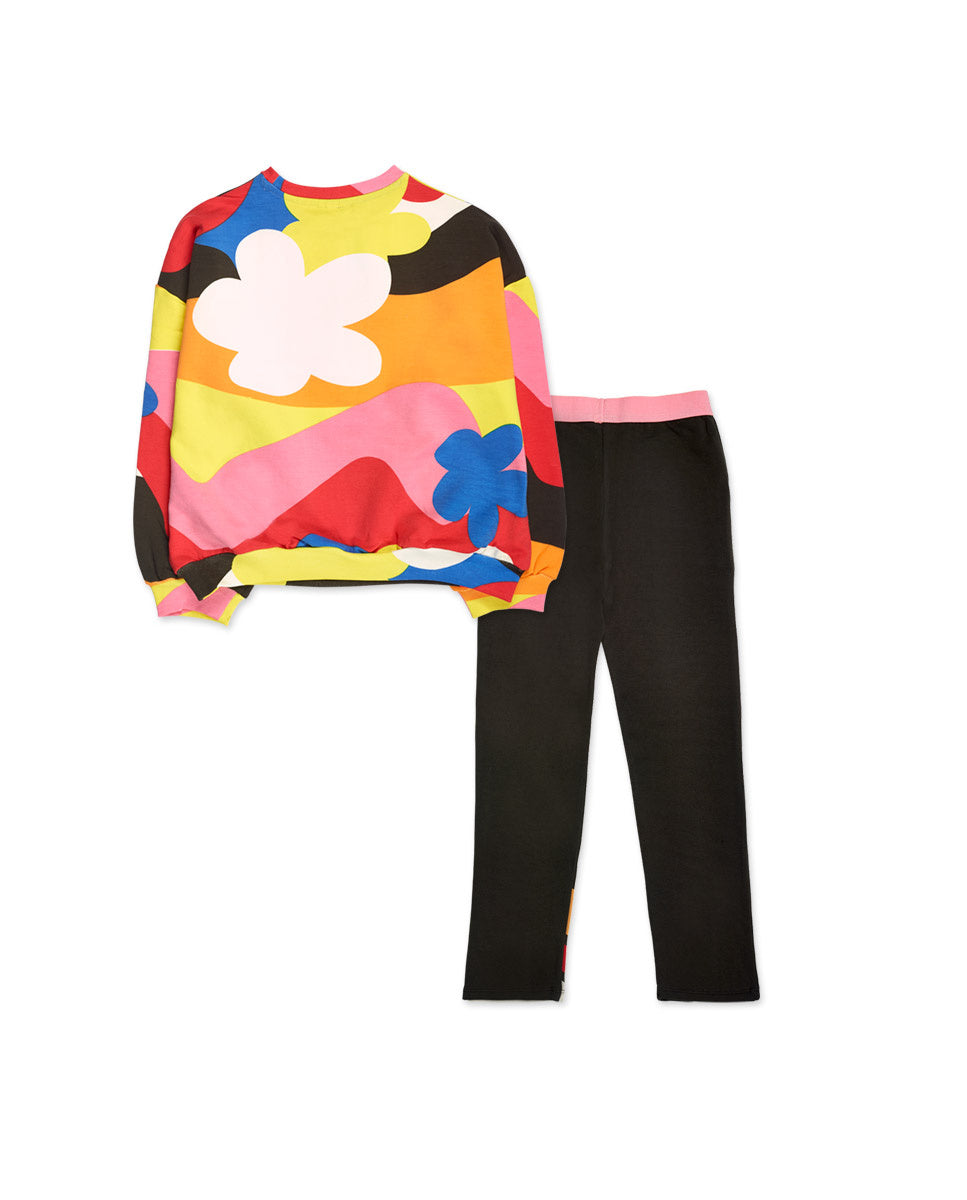 Conjunto felpa punto marrón niña Natural Planet