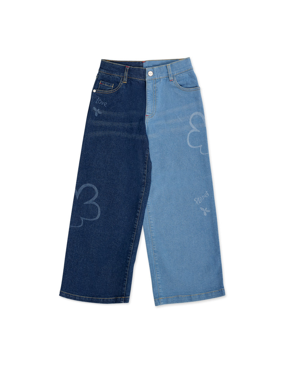 Pantalón denim azul niña Natural Planet