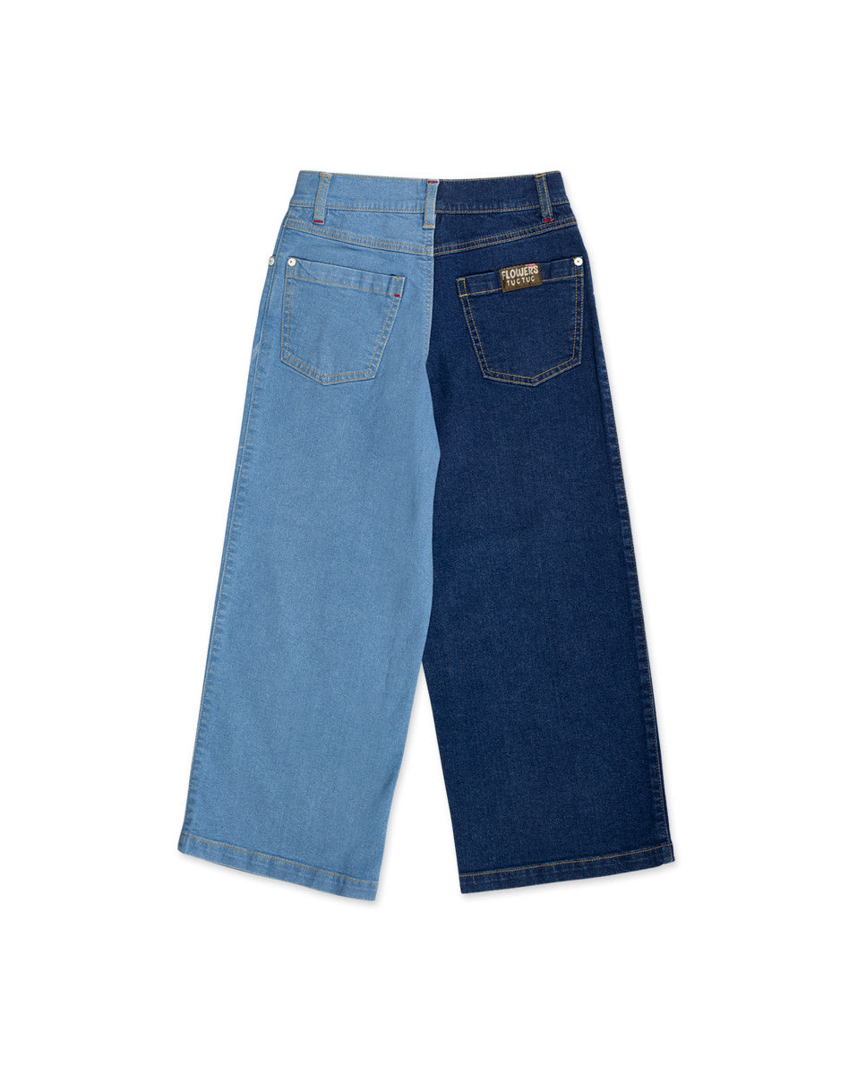 Pantalón denim azul niña Natural Planet