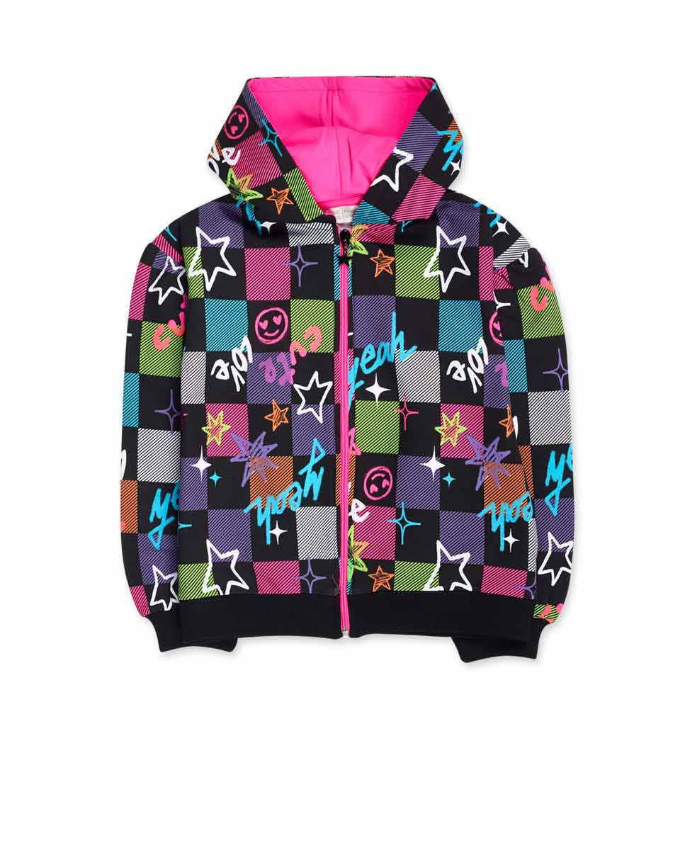 Chaqueta felpa cuadros niña K-Pop
