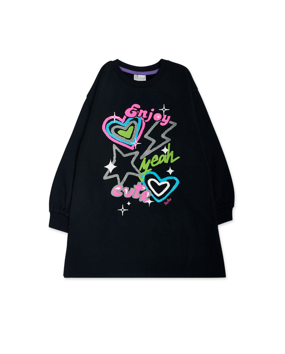 Vestido felpa negro niña K-Pop