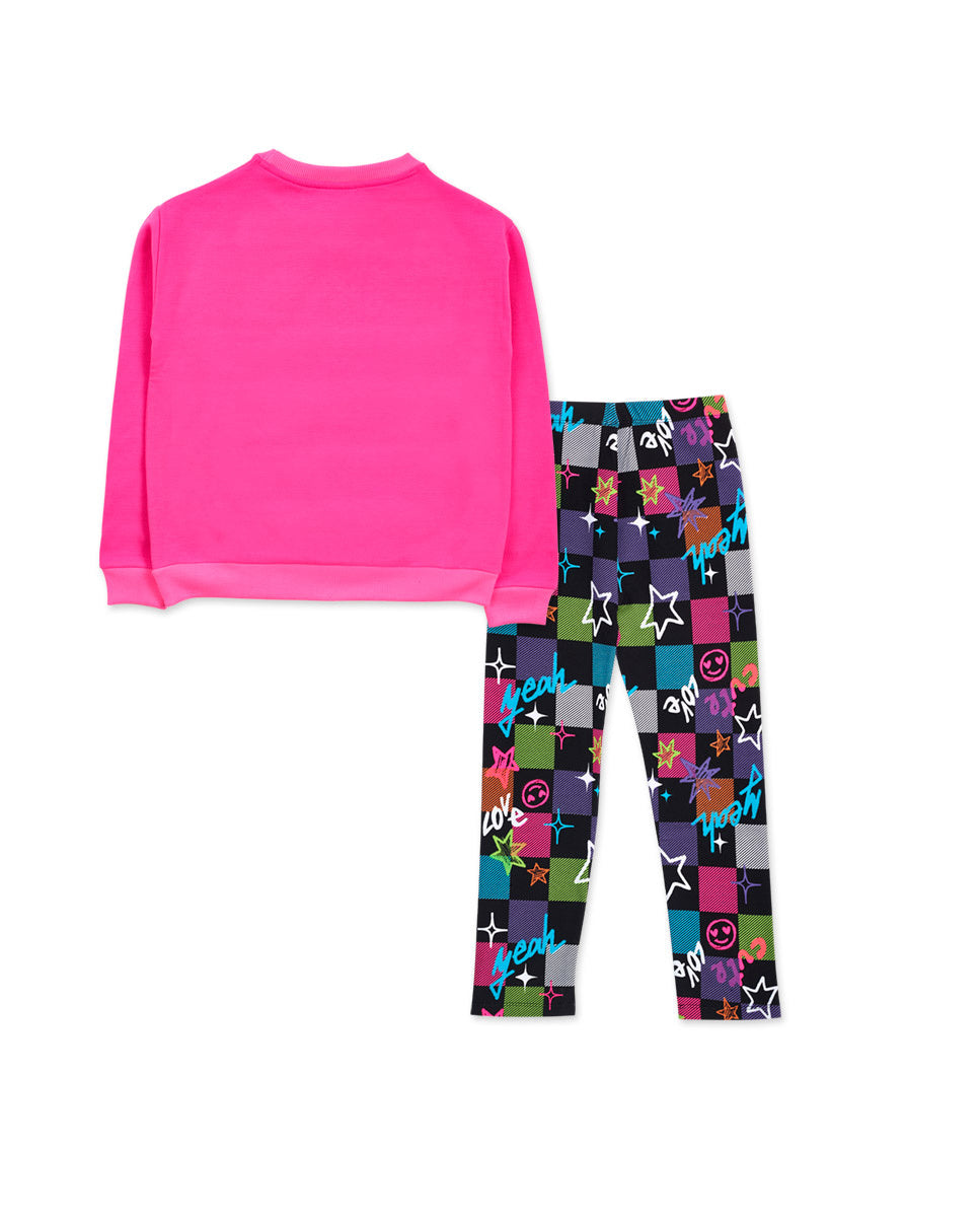 Conjunto felpa punto fucsia niña K-Pop