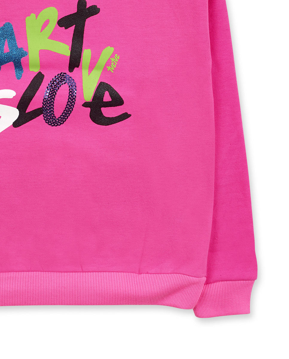 Sudadera felpa fucsia niña K-Pop
