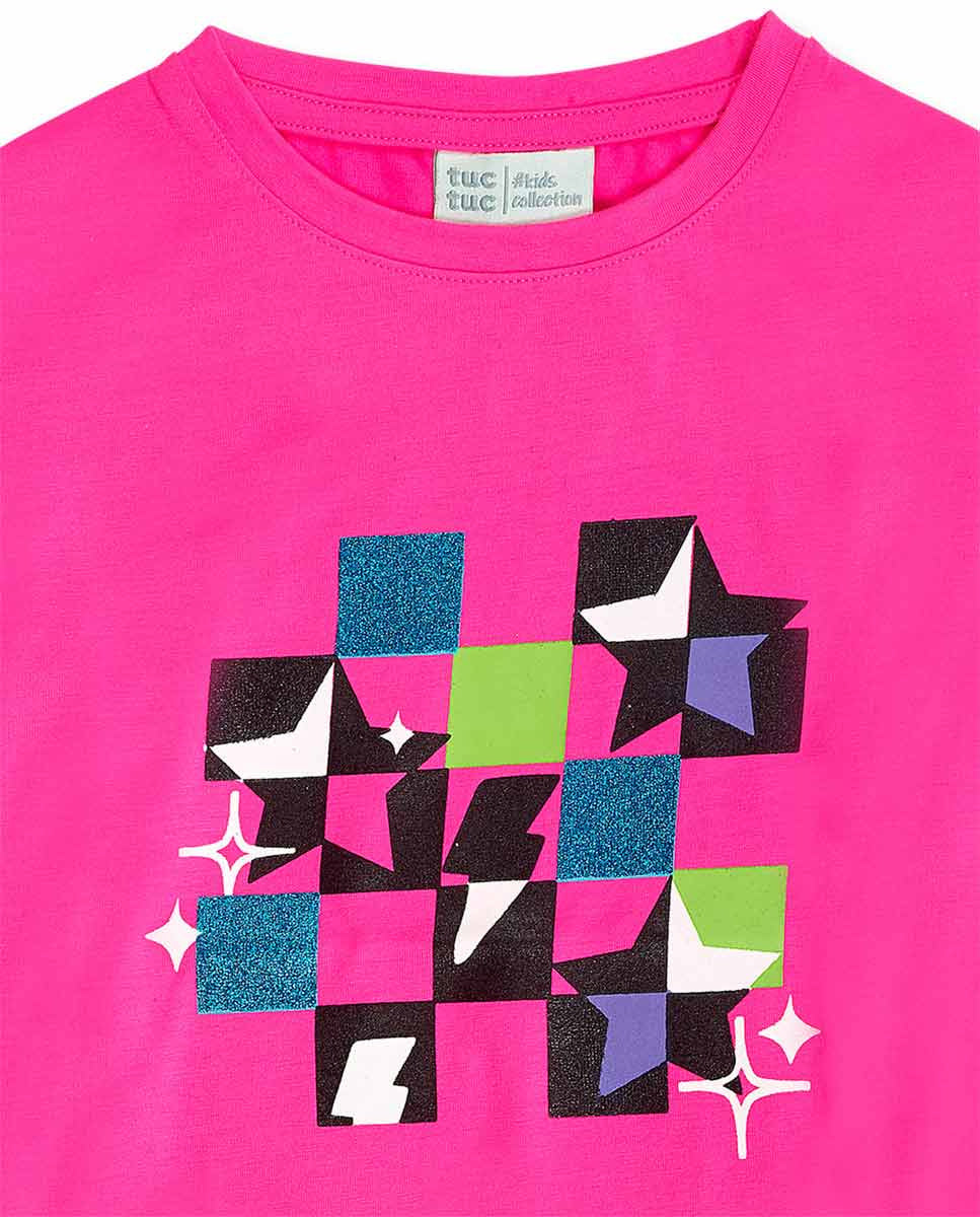 Camiseta punto fucsia niña K-Pop