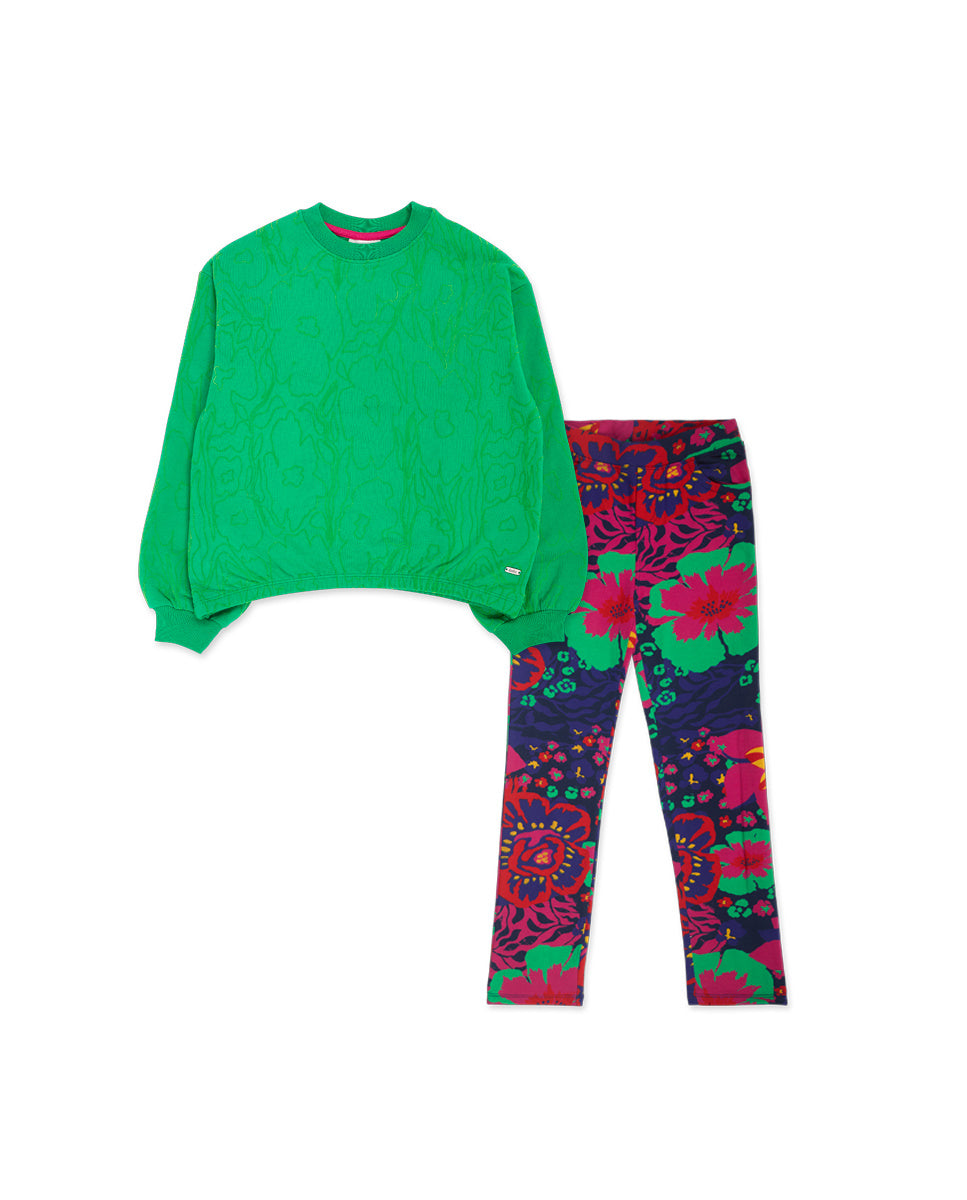 Conjunto felpa verde niña Wild Flower