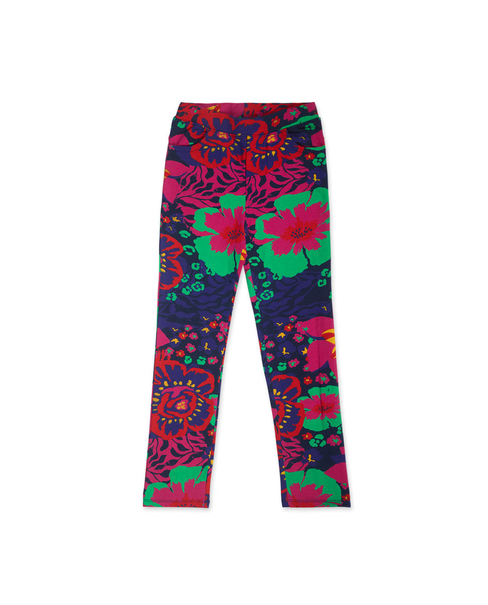 Legging felpa azul de niña Wild Flower
