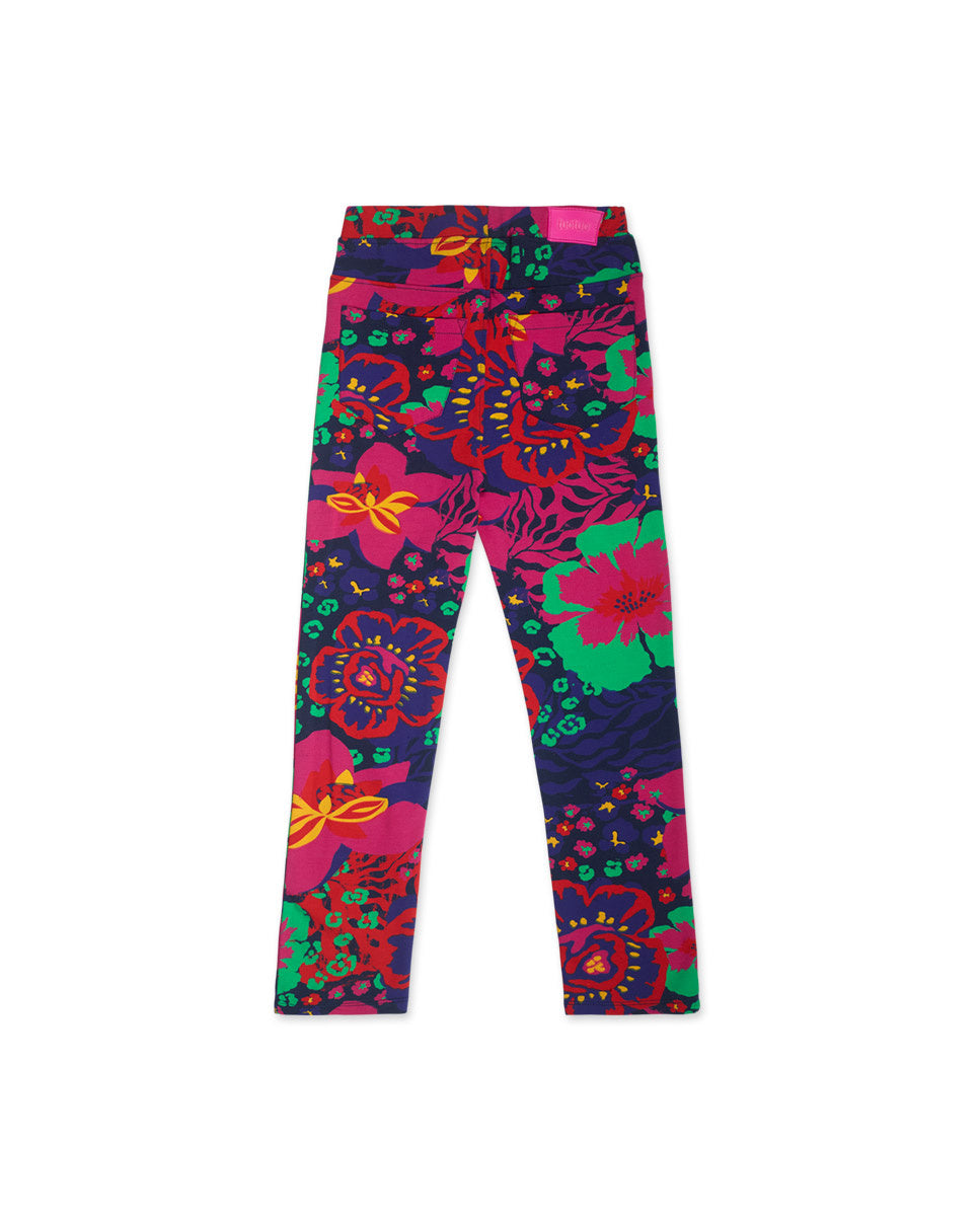 Legging felpa azul de niña Wild Flower