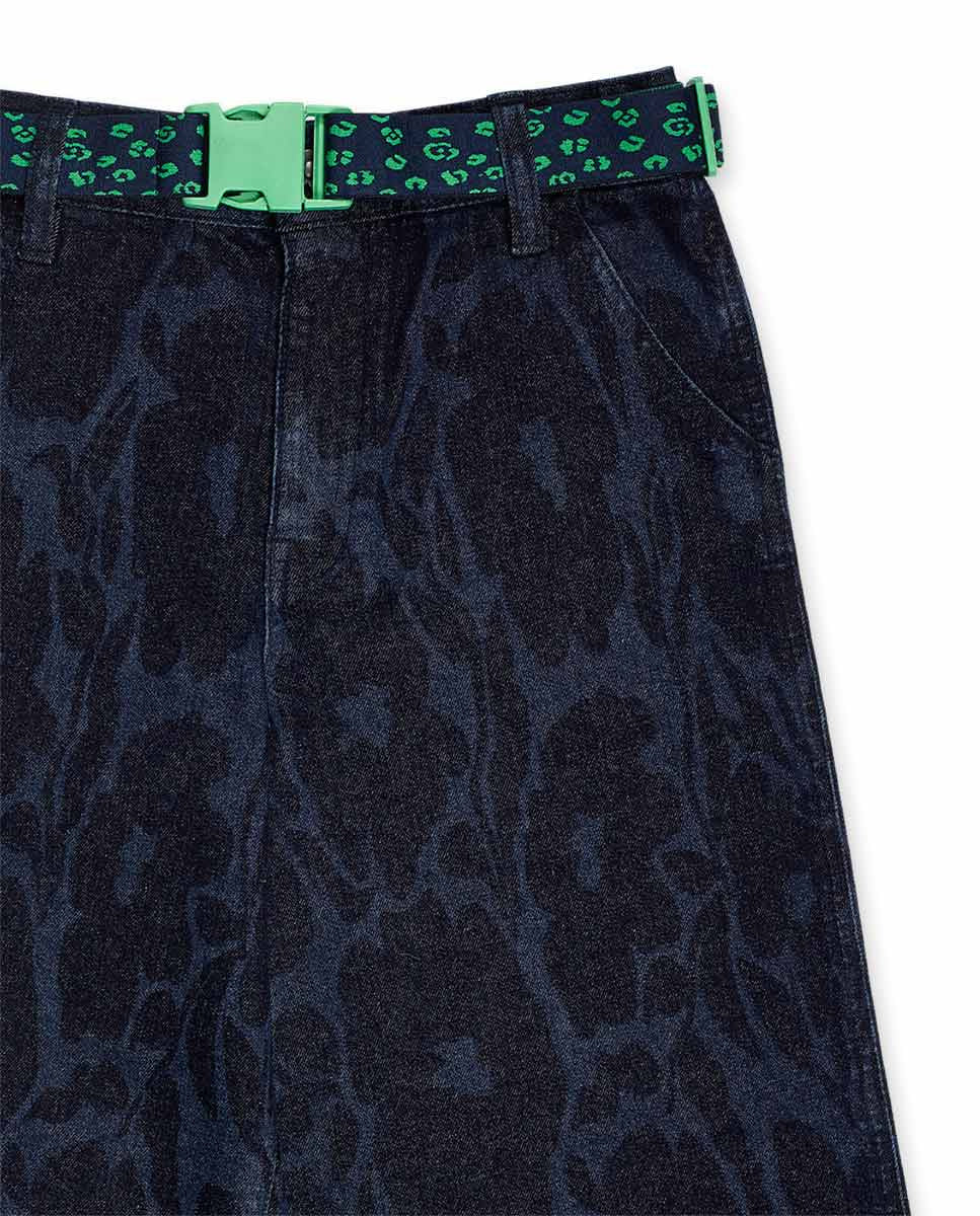 Pantalón denim azul niña Wild Flower