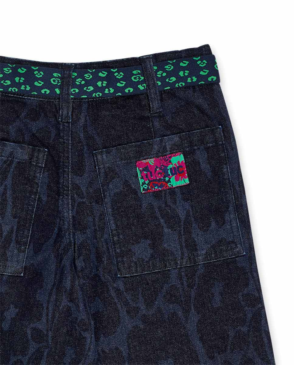 Pantalón denim azul niña Wild Flower