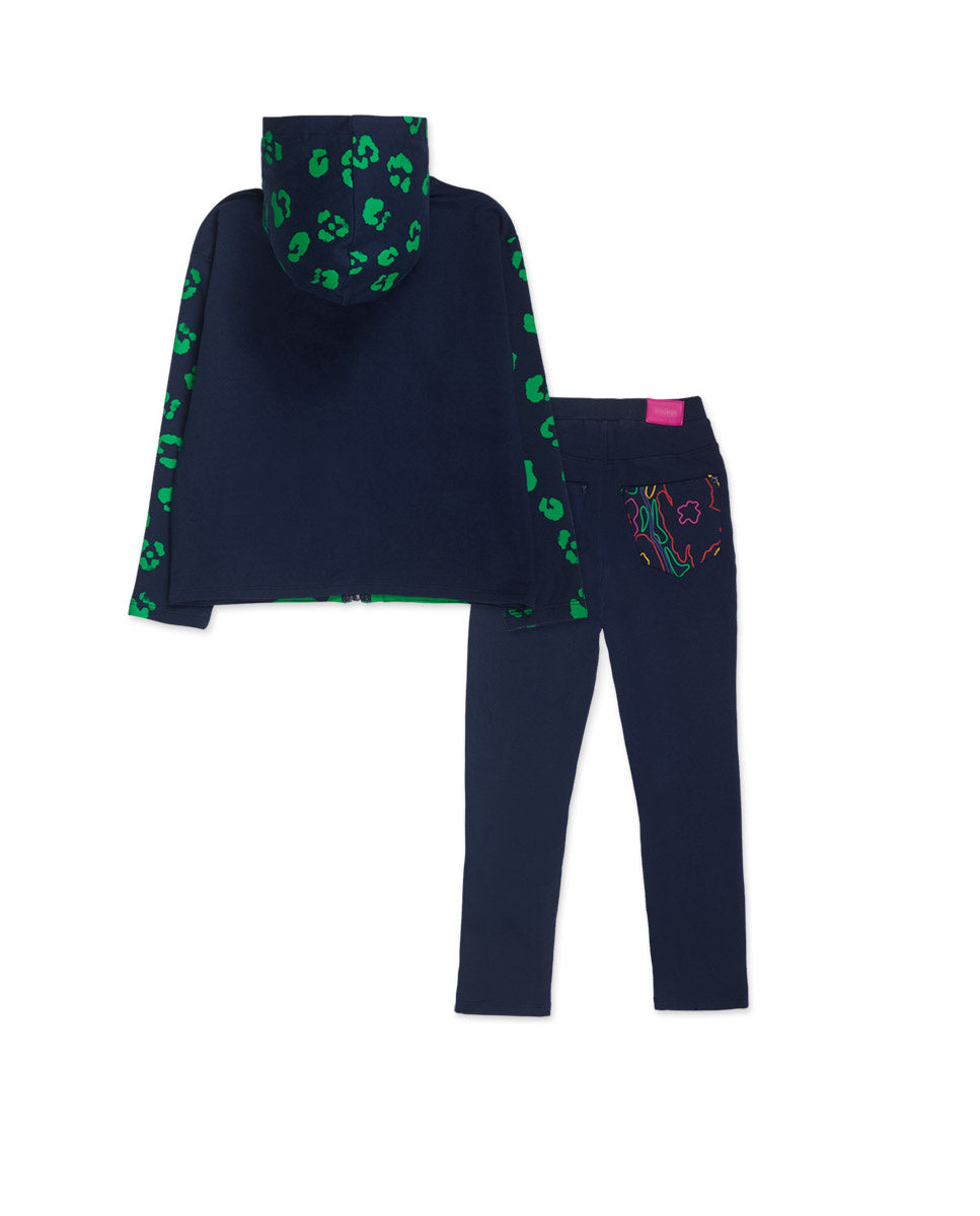 Conjunto felpa punto azul niña Wild Flower