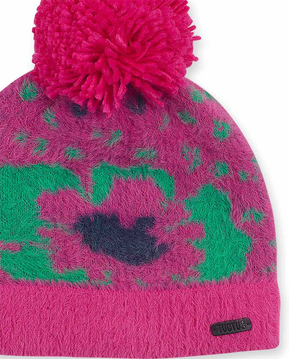 Gorro y bufanda tricot rosa niña Wild Flower