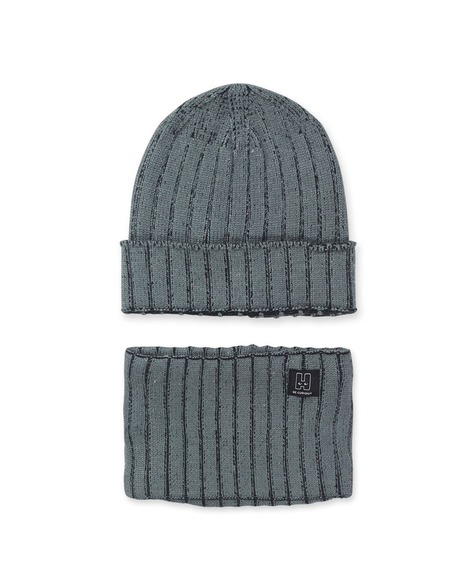 Gorro y bunfanda punto gris niño Alterverse