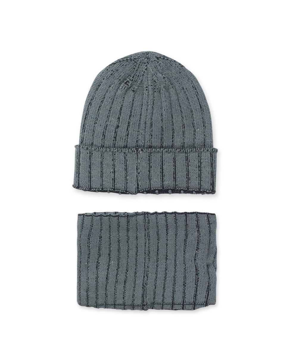 Gorro y bunfanda punto gris niño Alterverse