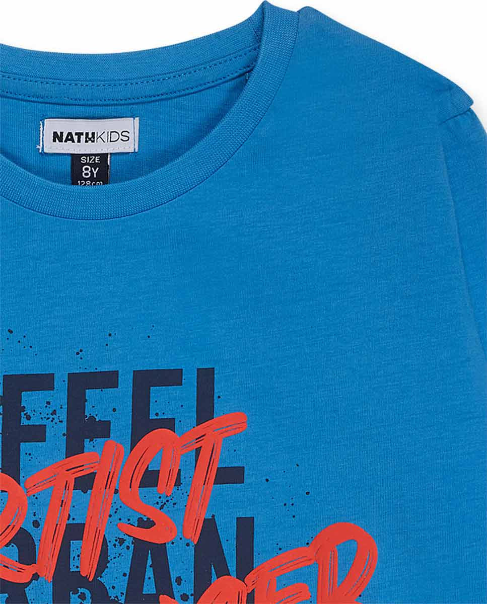 Camiseta punto azul de niño Creative Minds