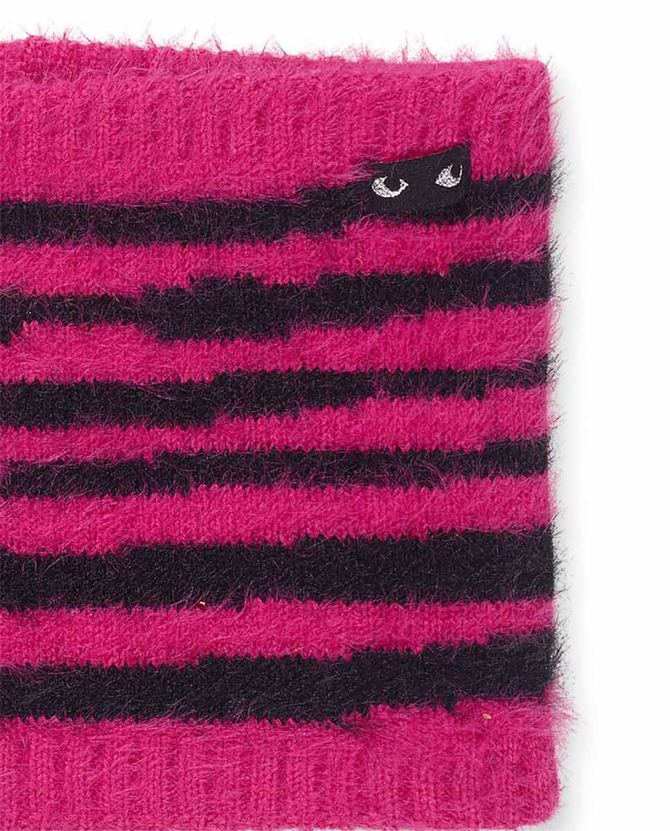 Gorro y bufanda punto rosa negro niña Dark Romance