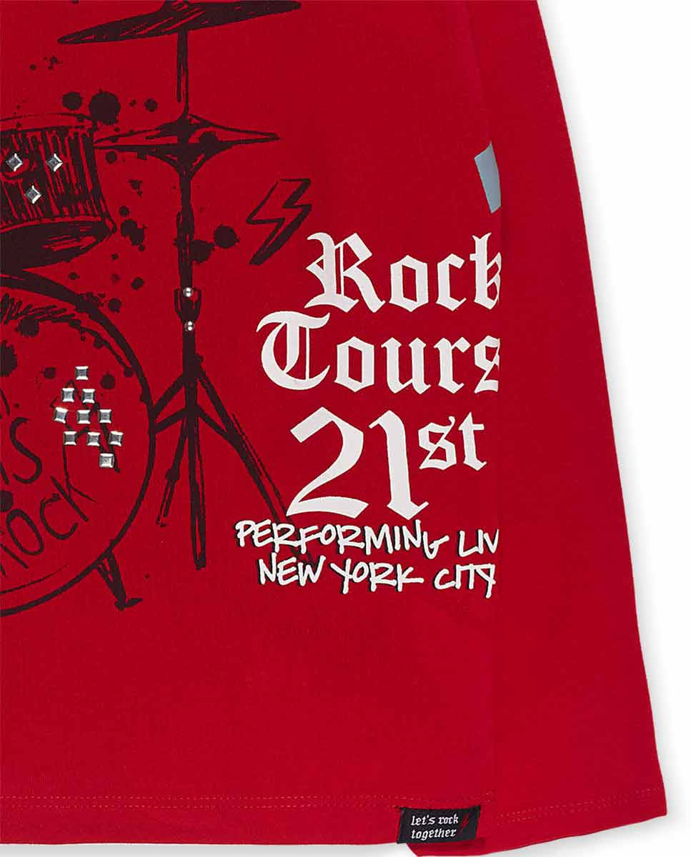 Camiseta punto rojo niño Let's Rock Together