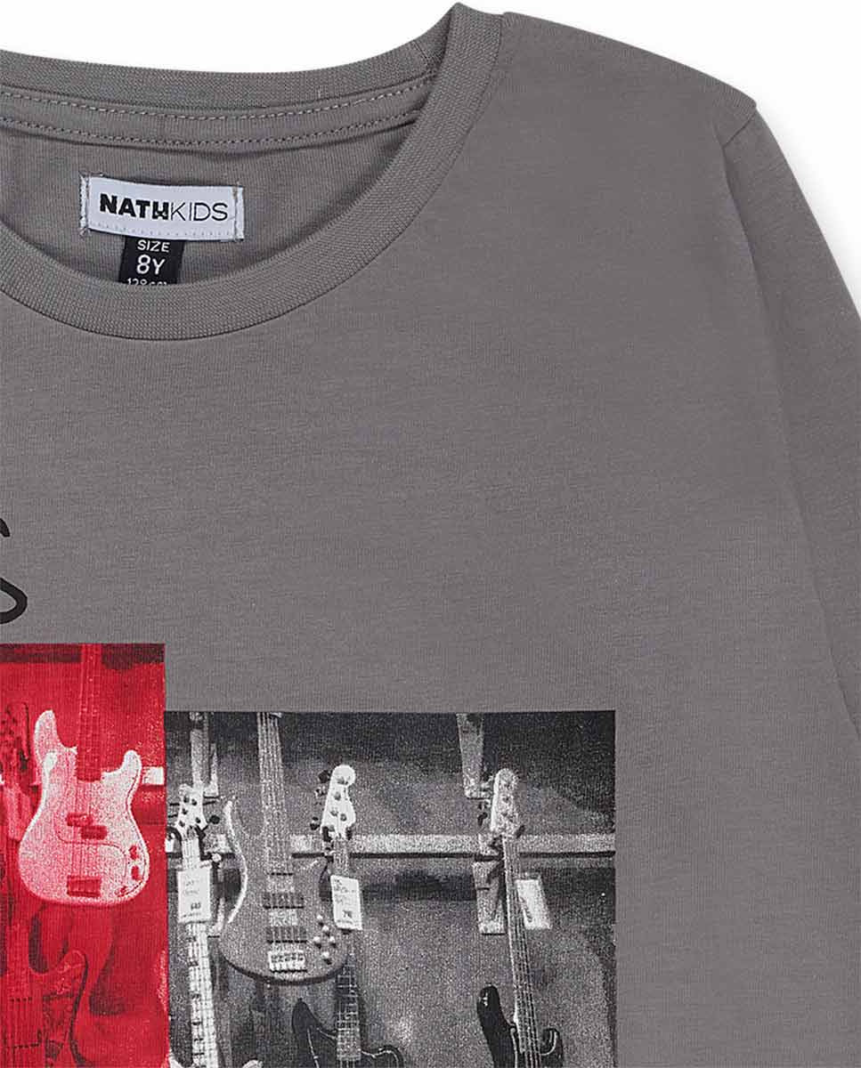 Camiseta punto gris niño Let's Rock Together