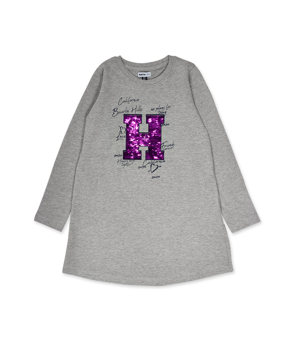 Vestido punto gris niña Love to Learn