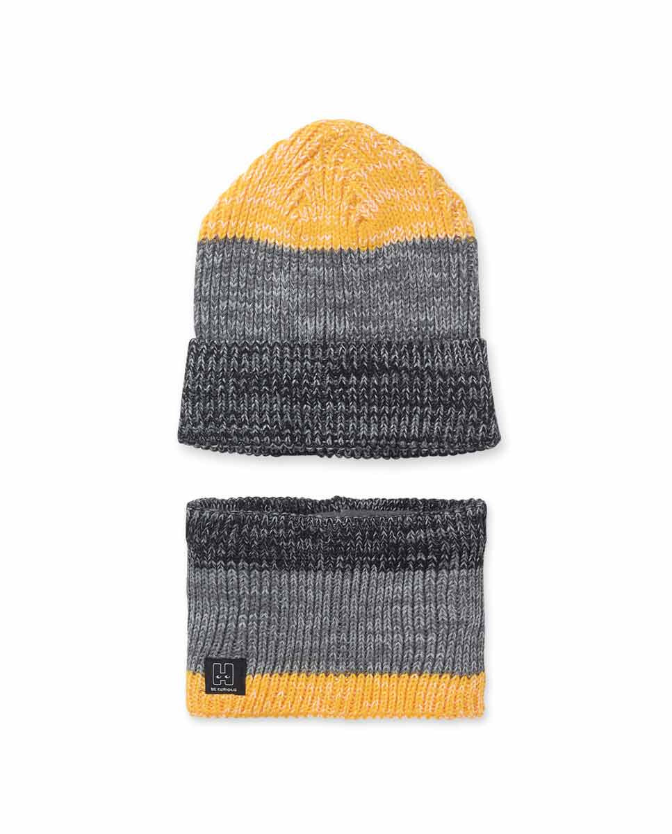 Gorro y Bufanda punto gris niño New Horizons