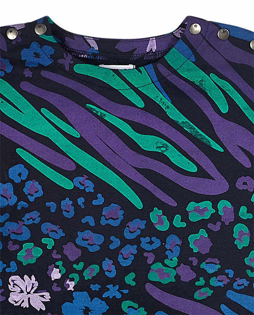 Vestido punto azul de niña Nocturne