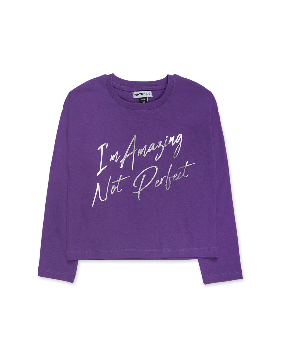Camiseta punto lila niña Nocturne