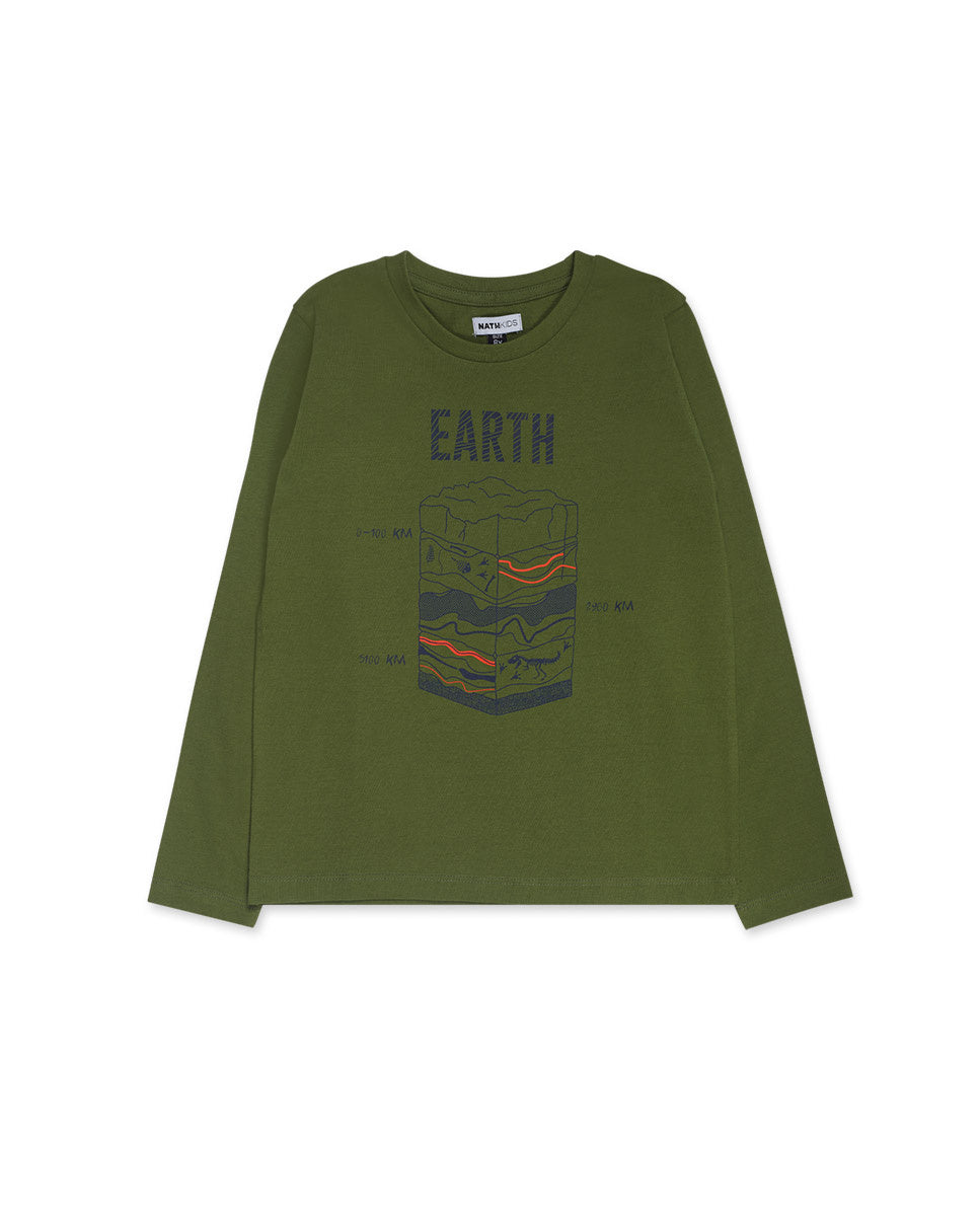 Camiseta punto verde de niño Try New Path
